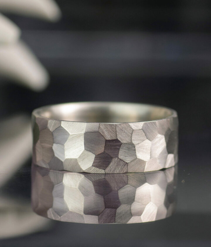 Faceted on sale wedding band
