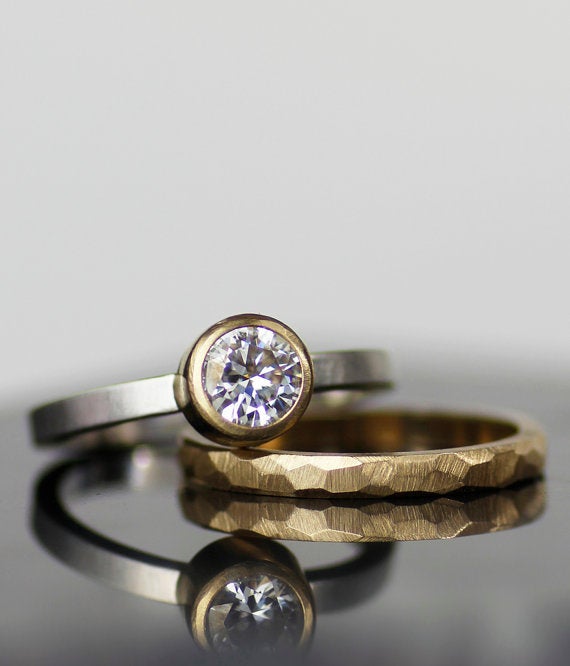 Robert's mixed metal and diamond wedding ring