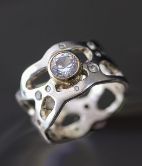 Sapphire and Diamond Nebula Mixed Metals Wide Band