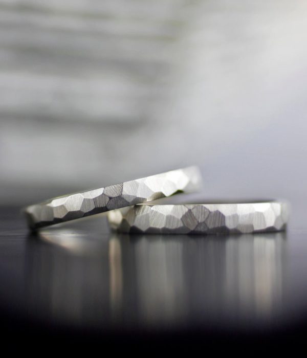 SKINNY FACETED WEDDING BAND