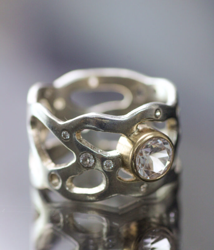 Sapphire and Diamond Nebula Mixed Metals Wide Band - Image 3