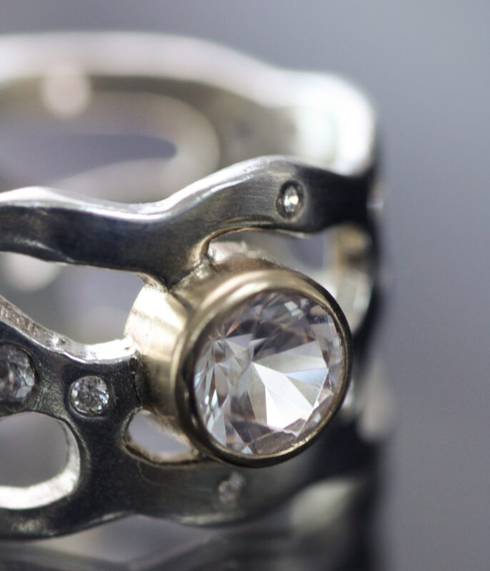 Sapphire and Diamond Nebula Mixed Metals Wide Band - Image 4