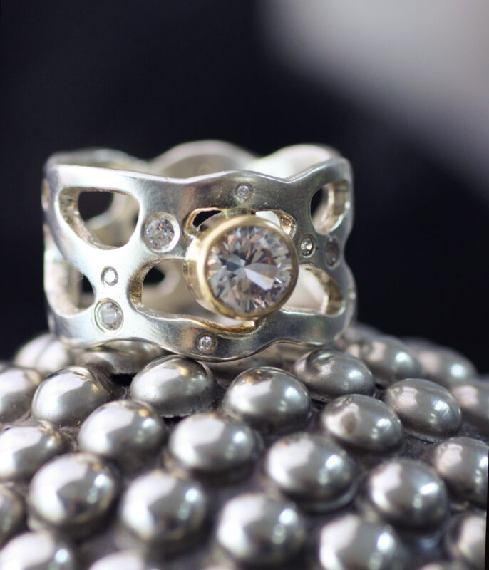 Sapphire and Diamond Nebula Mixed Metals Wide Band - Image 2