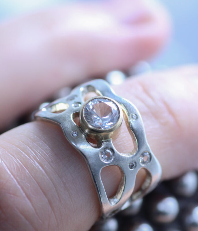 Sapphire and Diamond Nebula Mixed Metals Wide Band - Image 5