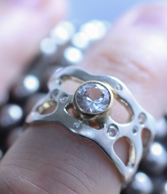 Sapphire and Diamond Nebula Mixed Metals Wide Band - Image 6