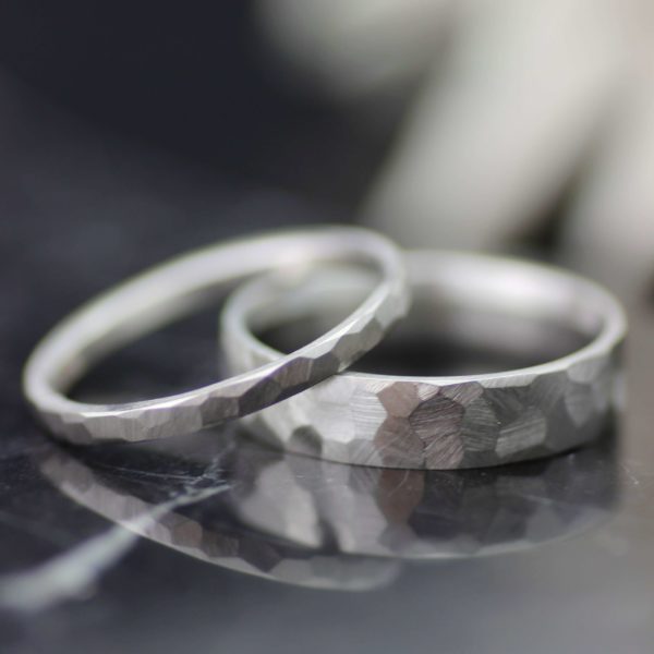 platinumfaceted hammeredstyleweedingset