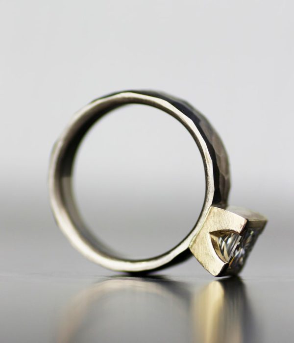 princess half bezel mixed metals faceted