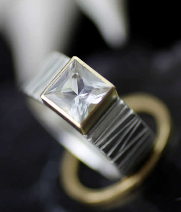 white topaz fallen branches square rings