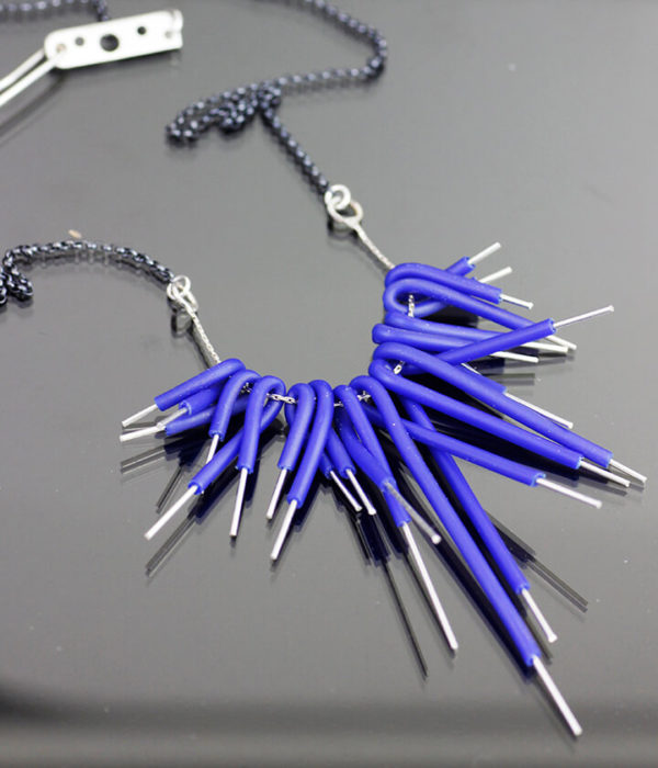 cobalt fireworks necklace on black