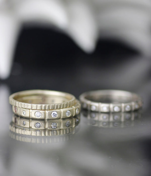 crenelated diamond eternitey band two tone