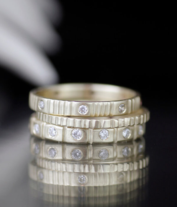 gold crenealted three ring stacking set