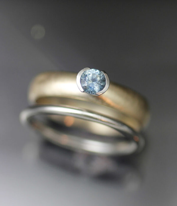 montana sapphire K gold set