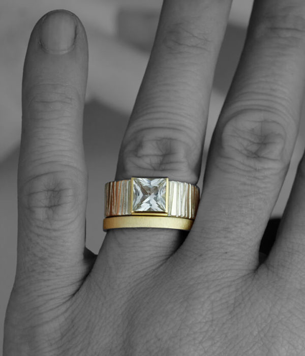 square white topaz with gold band