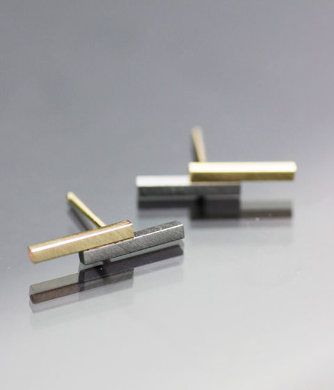 fused bars stud earrings