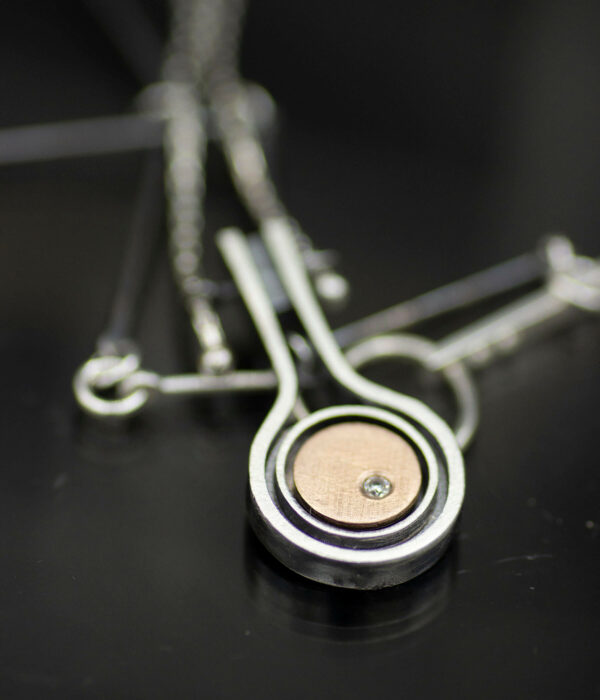 rose gold asteroid pendant black