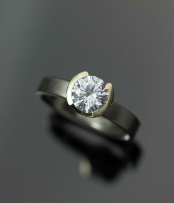 mixed metals half bezel solitaire zoom