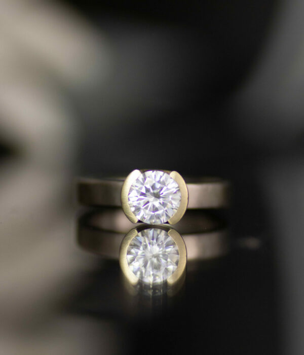 moissanite half bezel