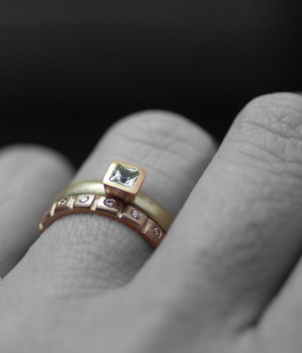 mm green sapphire rose gold set e