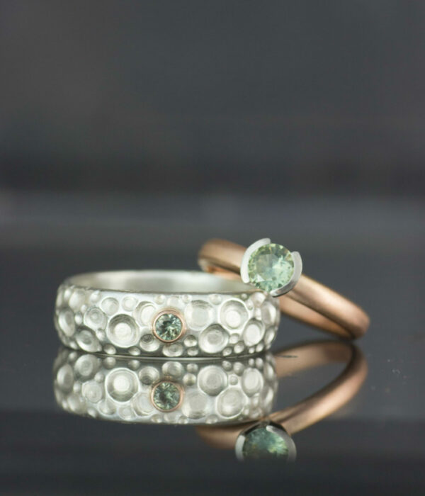 sapphire sea coral with sapphire solitaire