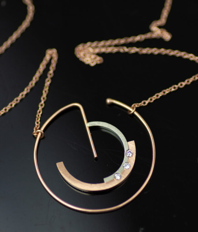 3 Orbiting Stars Mixed Metals Diamond Necklace Scaled