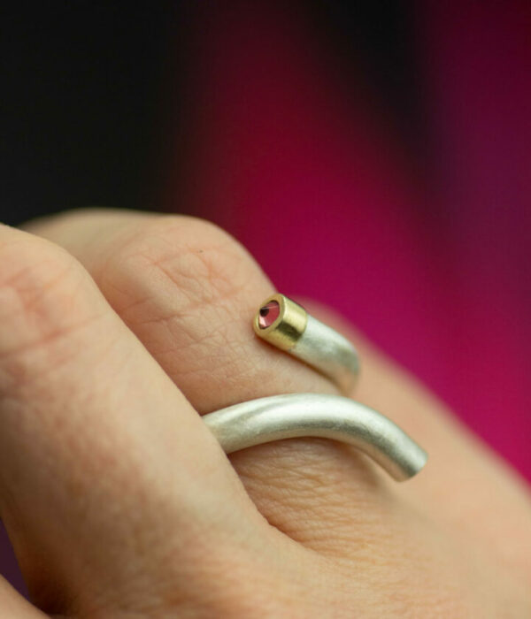 even ring on hand pink