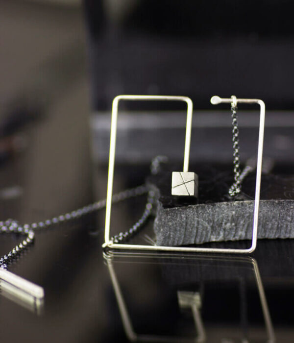 box in a box modern sculpture necklace