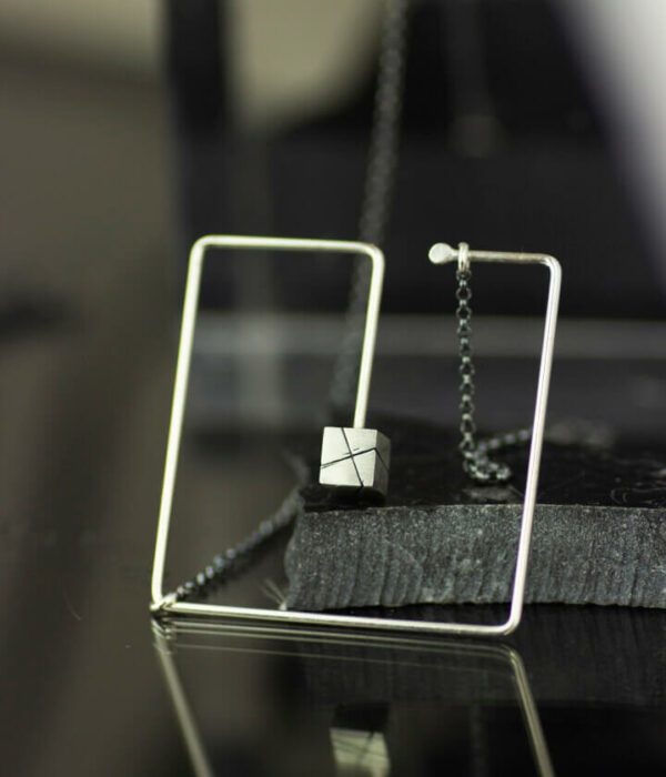 box in a box modern sculpture necklace