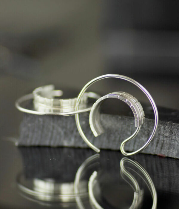 double back textured hoops small sterling
