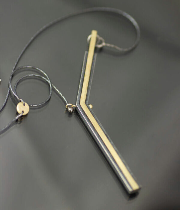 half Y mixed metals pendant necklace