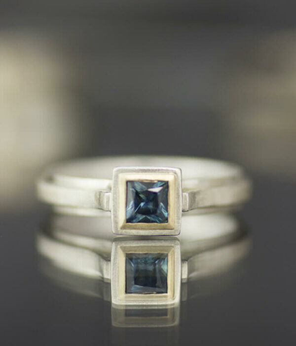 mixed metals large mori with teal sapphire