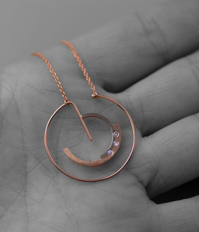 On Hand Orbiting Stars Mixed Metals Diamond Necklace Scaled