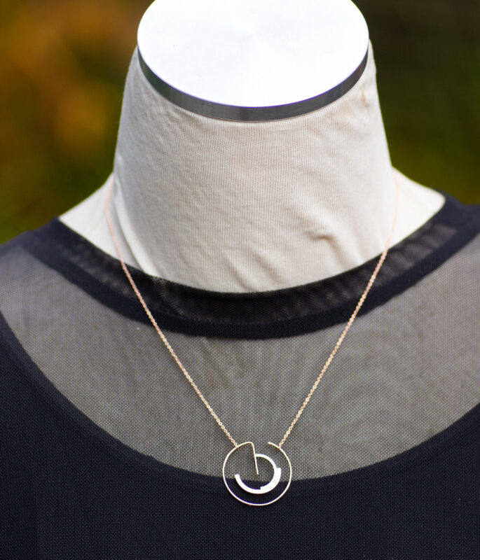 Orbiting Diamonds Mixed Metal Pendant On Model Scaled