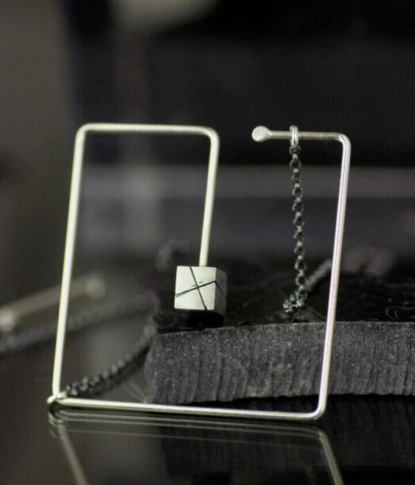 square in a square art pendant necklace