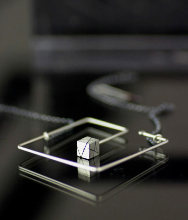 square in a square sterling art necklace side