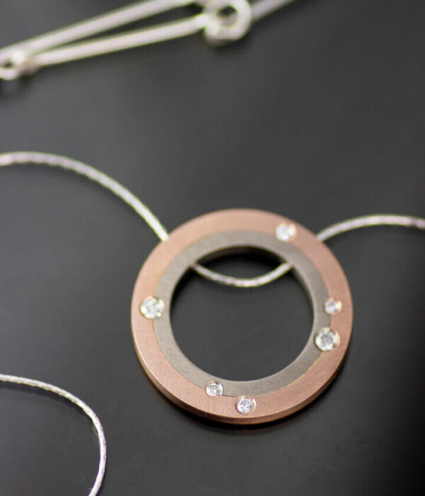 star gazer mixed metals diamond pendant
