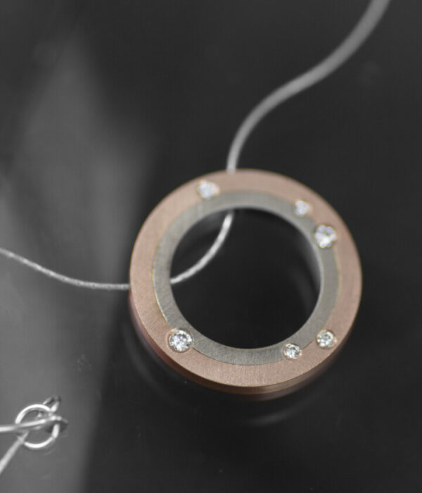 stargazer mixed metals diamond pendant rose gold