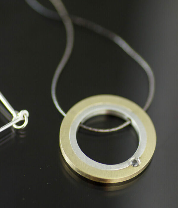 stargazer pendant silver gold with salt and pepper diamond
