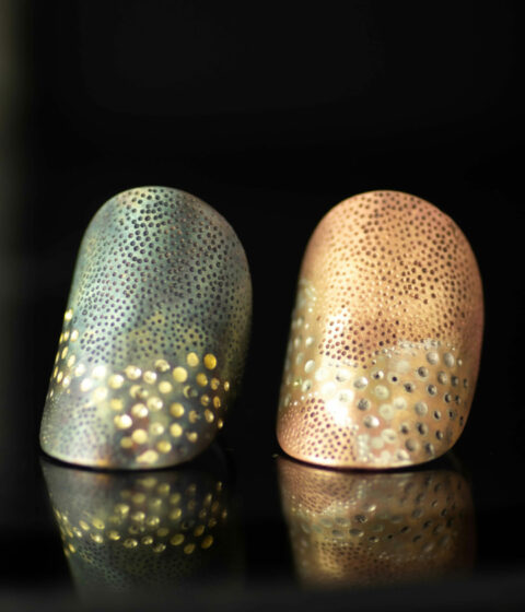 fire and ice modern art rings