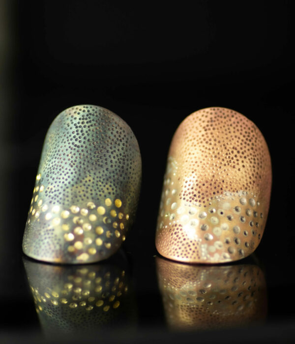 fire and ice modern art rings