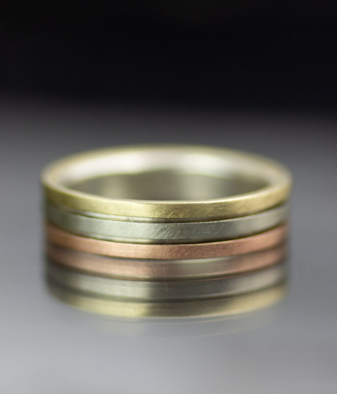 Parallel Lines Tri-Tone Minimalist Gender Neutral Wedding Band - Image 7