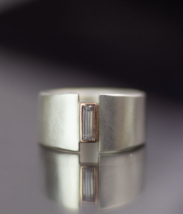 Baguette Tapered Lunar Eclipse White Sapphire Mixed Metals Alt Engagement Ring Or Wedding Band 2 Scaled