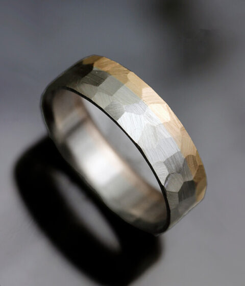 Faceted Fusion READY TO SHIP Mixed Metals Gender Neutral Wedding Band