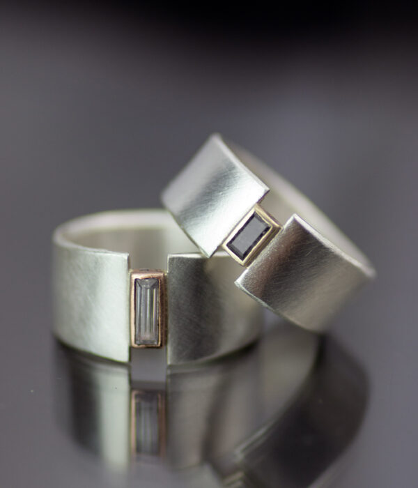 Main 3 Baguette Tapered Lunar Eclipse White Sapphire Mixed Metals Alt Engagement Ring Or Wedding Band Scaled