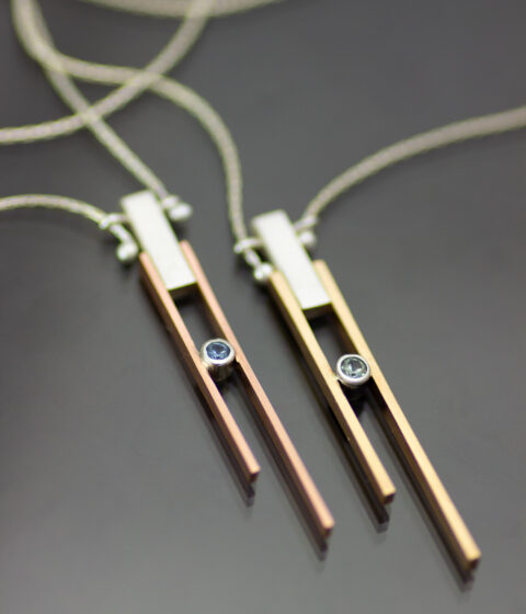 Main Gold And Silver Mixed Metals Geo Gemstone Rectangles Necklace Scaled