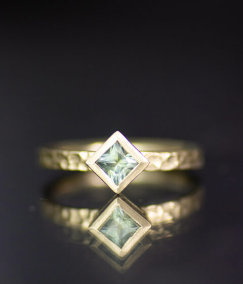 Main Moonscape 14k Yellow Gold Textured Square Sapphire Modern Engagement Ring Scaled