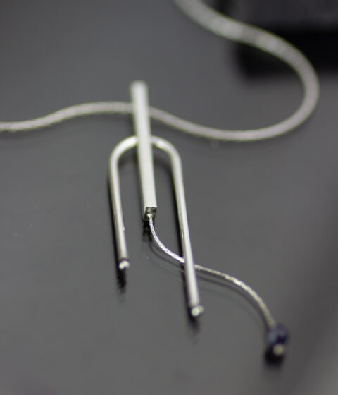 Asymmetrical Single Rainbow Gemstone Nugget Necklace Scaled