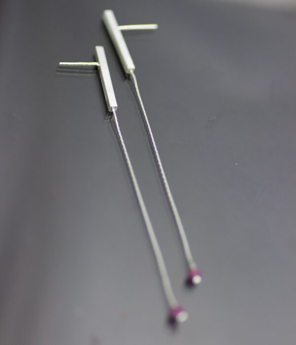 Gemstone Nugget Sterling Silver Post And Dangle Earring With Ruby 1 Scaled