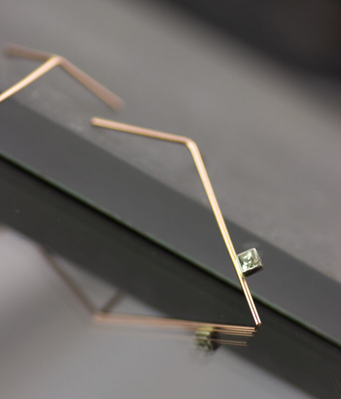 Gold And Platinum Bending Branch Post Earrings With Montana Sapphire 5 Scaled