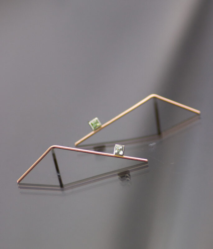 Gold And Platinum Bending Branch Post Earrings With Montana Sapphire 6 Scaled