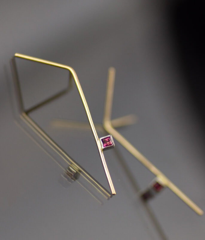 Gold And Platinum Bending Branch Post Earrings With Umba Sapphire 3 Scaled